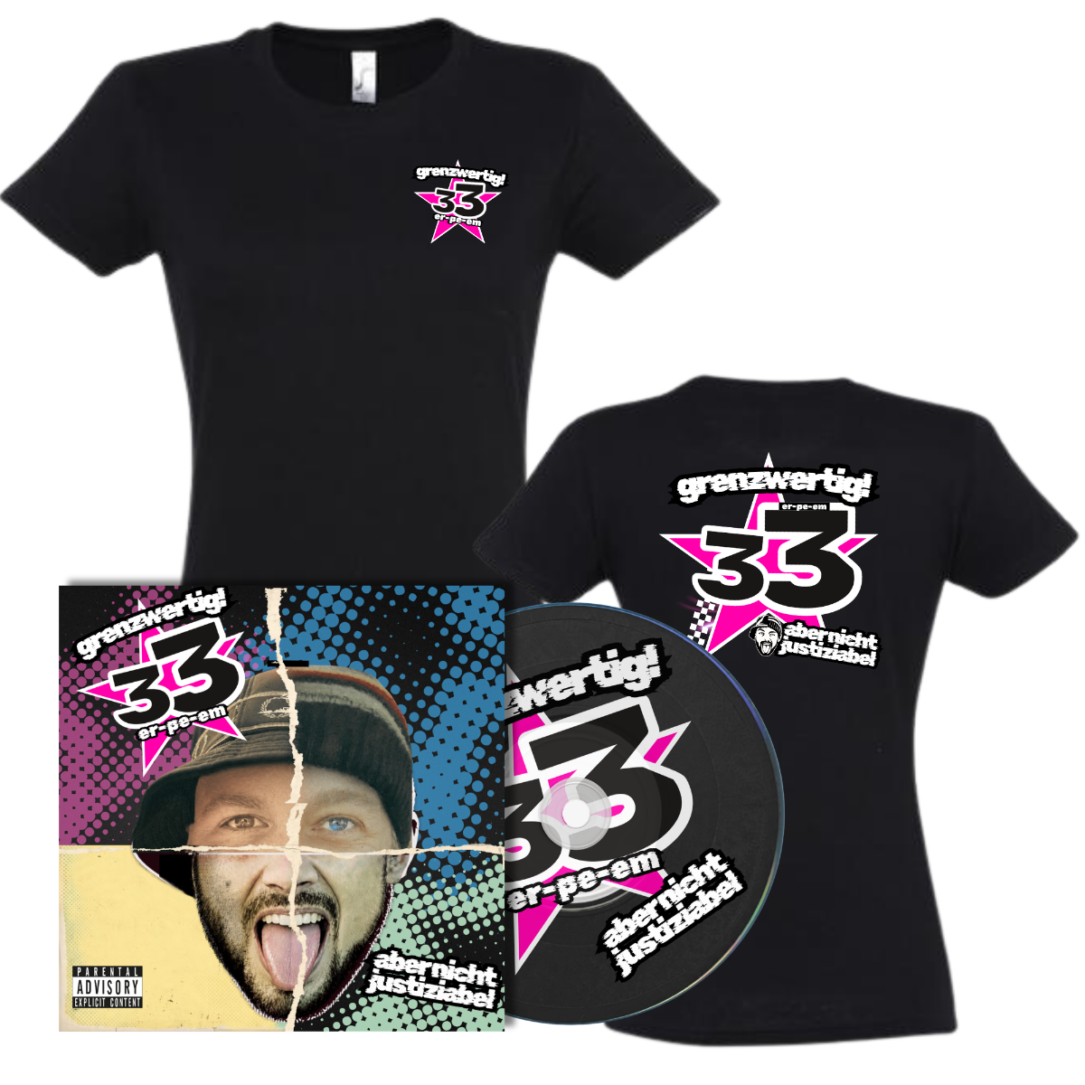 'GRENZWERTIG' CD + Women's Rolled Sleeve T-shirt Bundle